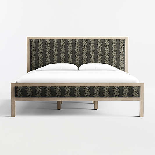 Keane Weathered Natural Wood Upholstered Bed