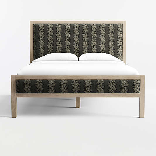 Keane Weathered Natural Wood Upholstered Queen Bed