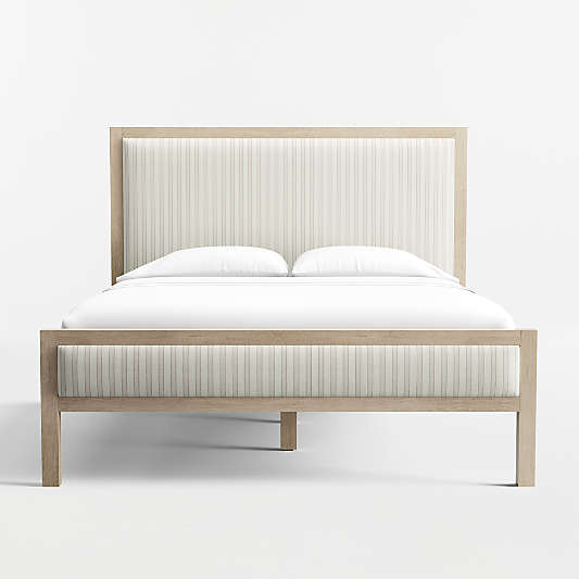 Keane Weathered Natural Wood Upholstered Queen Bed