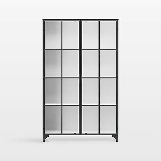 Kedzie 48" Black and White Iron and Glass Storage Display Cabinet