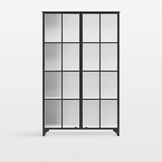 Kedzie 48" Black and White Iron and Glass Storage Display Cabinet