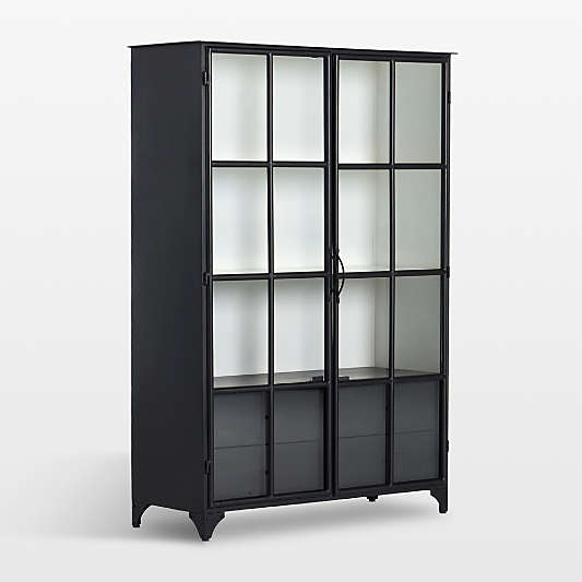 Kedzie Wide Black and White Iron Storage Cabinet