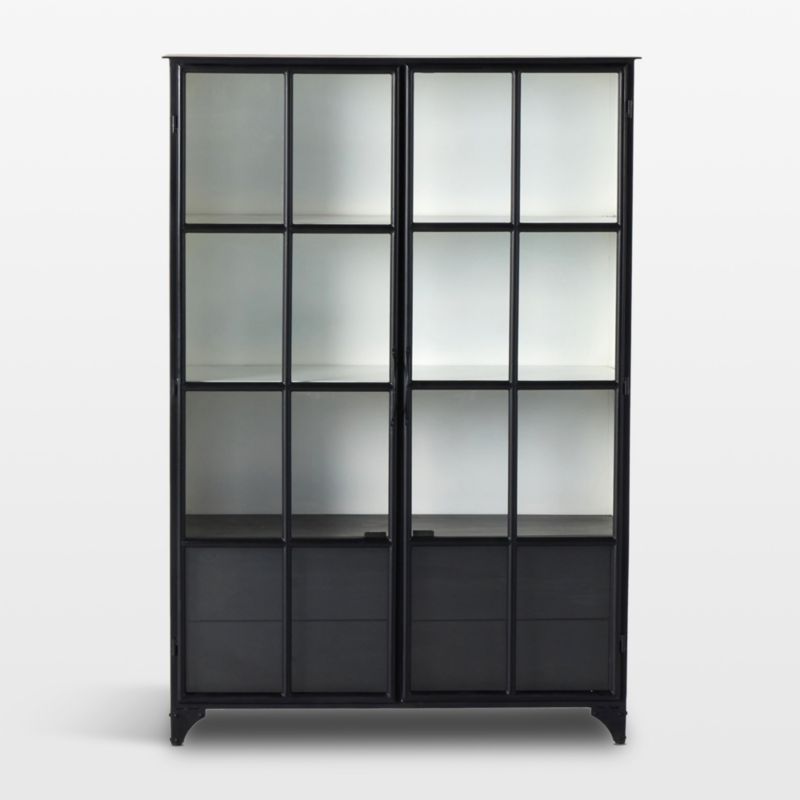 Kedzie Wide Black and White Iron Storage Cabinet