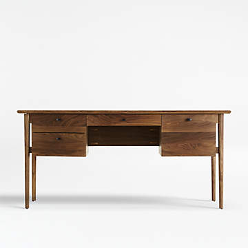 Clybourn Walnut Executive Desk + Reviews | Crate & Barrel