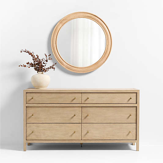 Kensington Natural Oak Wood Round Wall Mirror 45"