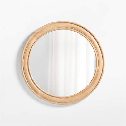 Kensington Natural Oak Wood Round Wall Mirror 45"