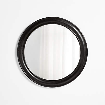 Kensington Black Oak Wood Round Wall Mirror 45"