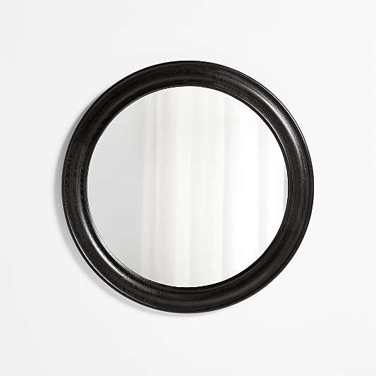 Kensington Black Oak Wood Round Wall Mirror 45"