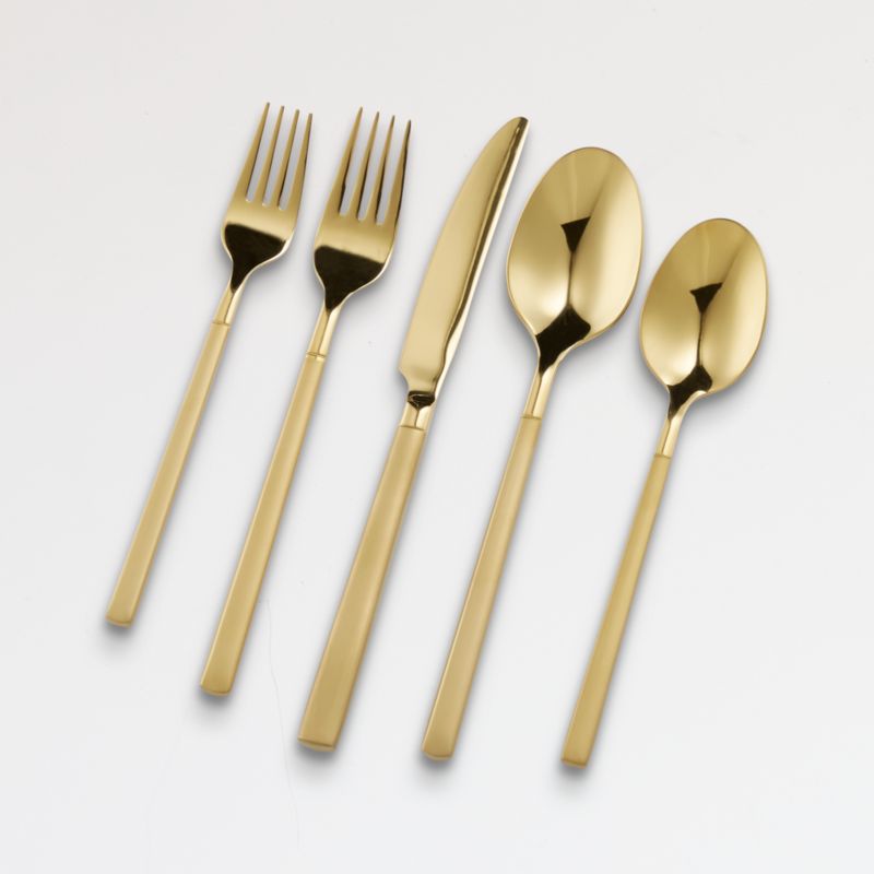 20-Piece Rush Brushed Gold Flatware Set + Reviews