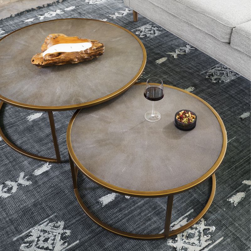 Keya Antique Brass Nesting Coffee Tables