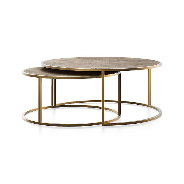 shagreen nesting coffee table brass