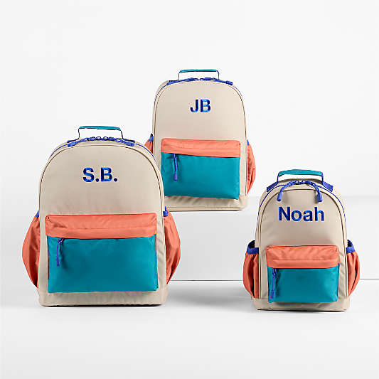 Khaki Colorblock Kids Backpacks