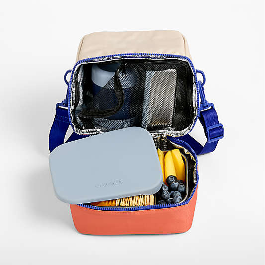 Khaki Colorblock Dual Compartment Soft Insulated Kids Lunch Box