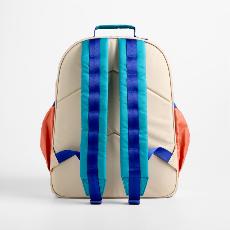 Khaki Colorblock Large Kids Backpack with Side Pockets - image 3 of 9