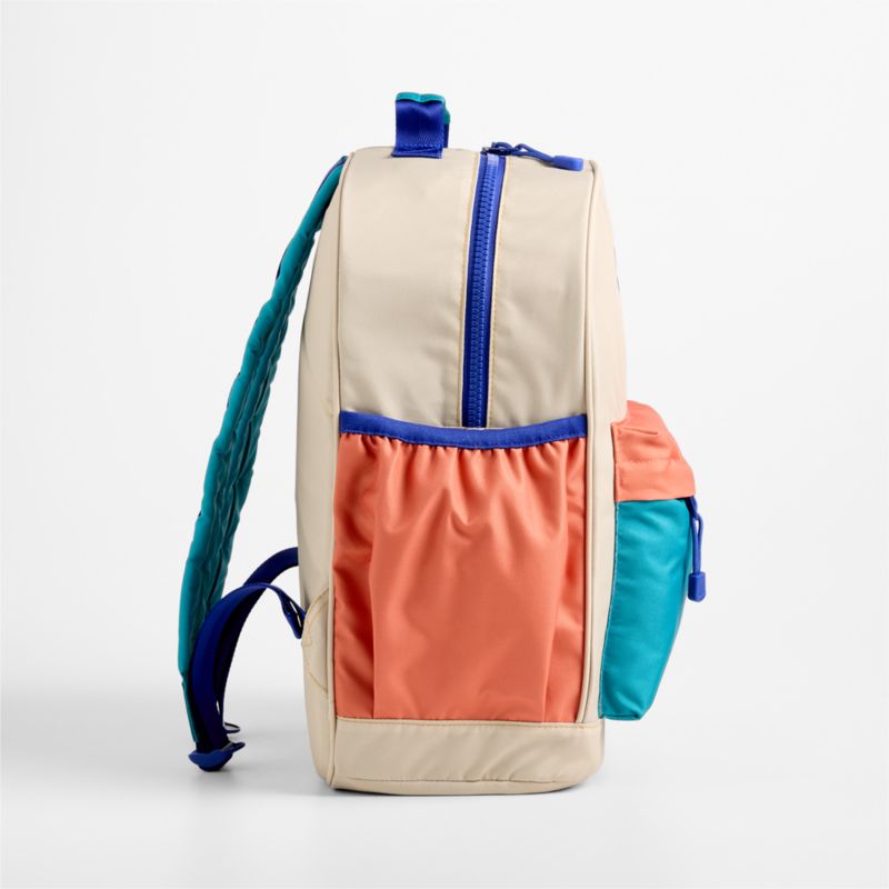 Khaki Colorblock Large Kids Backpack with Side Pockets - image 2 of 9