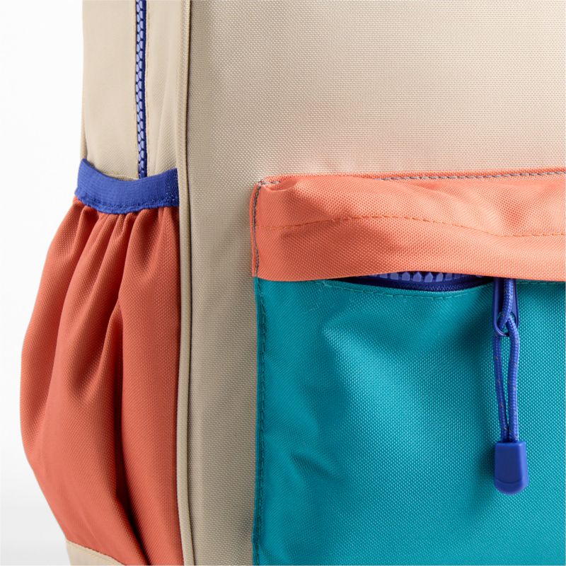 Khaki Colorblock Medium Kids Backpack with Side Pockets - image 5 of 9
