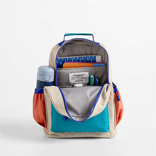Khaki Colorblock Kids Backpacks