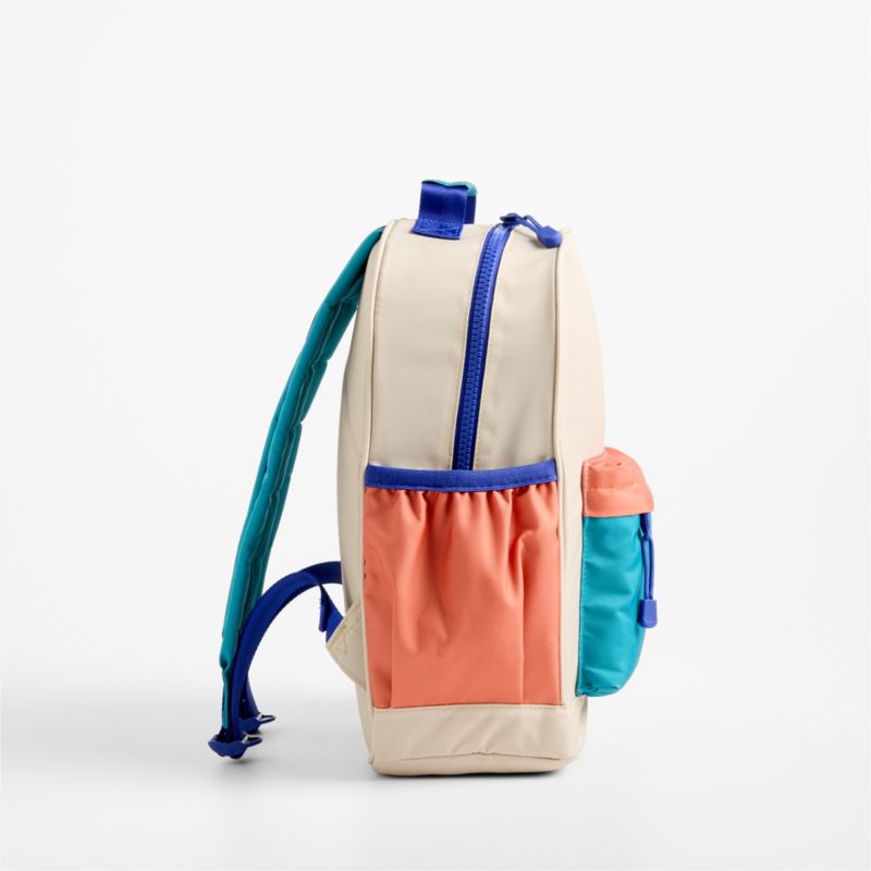 Khaki Colorblock Medium Kids Backpack with Side Pockets - image 2 of 9