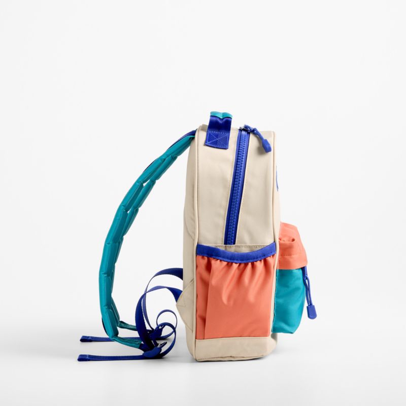 Khaki Colorblock Small Kids Backpack with Side Pockets - image 2 of 8