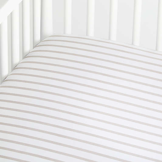 Organic Khaki Stripe Crib Fitted Sheet