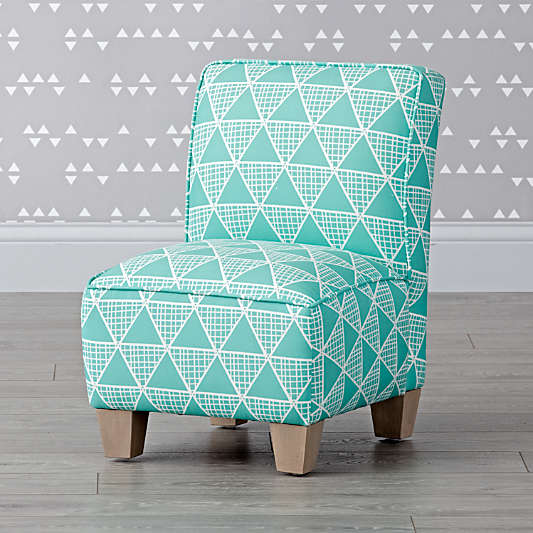 Turquoise Triangles Petite Upholstered Chair