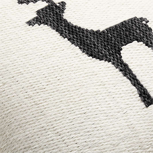 Reindeer Kilim 20"x20" Ink Black and Arctic Ivory Throw Pillow with Feather Insert