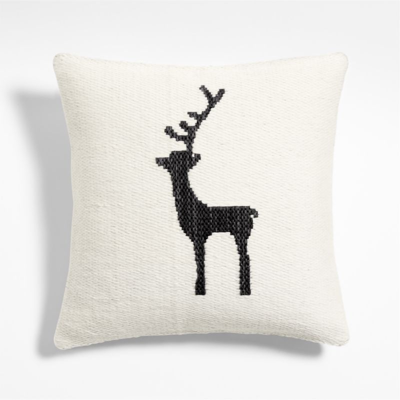 Reindeer Kilim 20"x20" Ink Black and Arctic Ivory Throw Pillow with Feather Insert - image 0 of 6