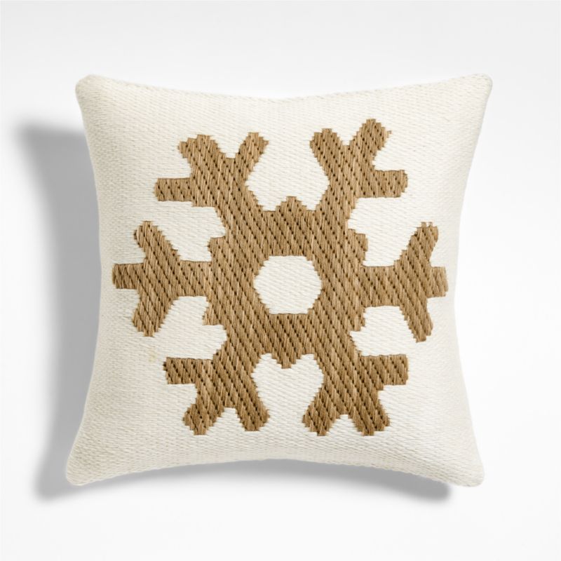 Snowflake Kilim 20"x20" Camel Tan and Arctic Ivory Throw Pillow Cover - image 0 of 7