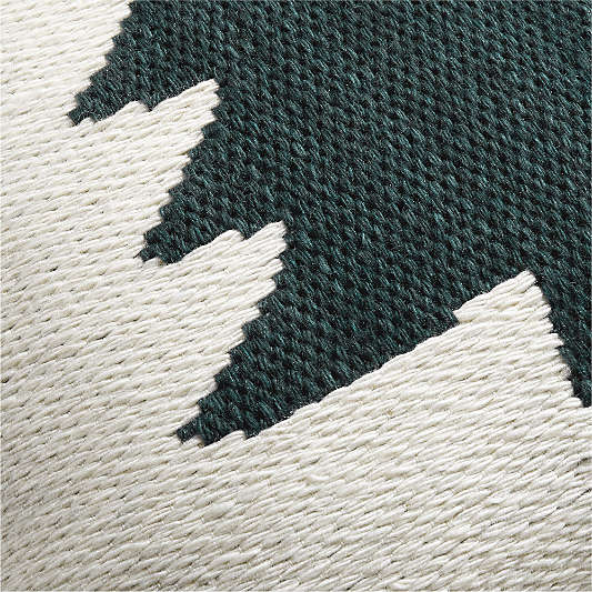 Tree Kilim 20"x20" Spruce Green and Arctic Ivory Throw Pillow with Down-Alternative Insert