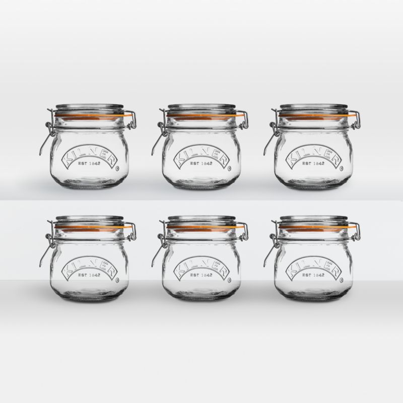 Kilner 17-Oz. Round Clip-Top Jars, Set of 6 | Crate & Barrel