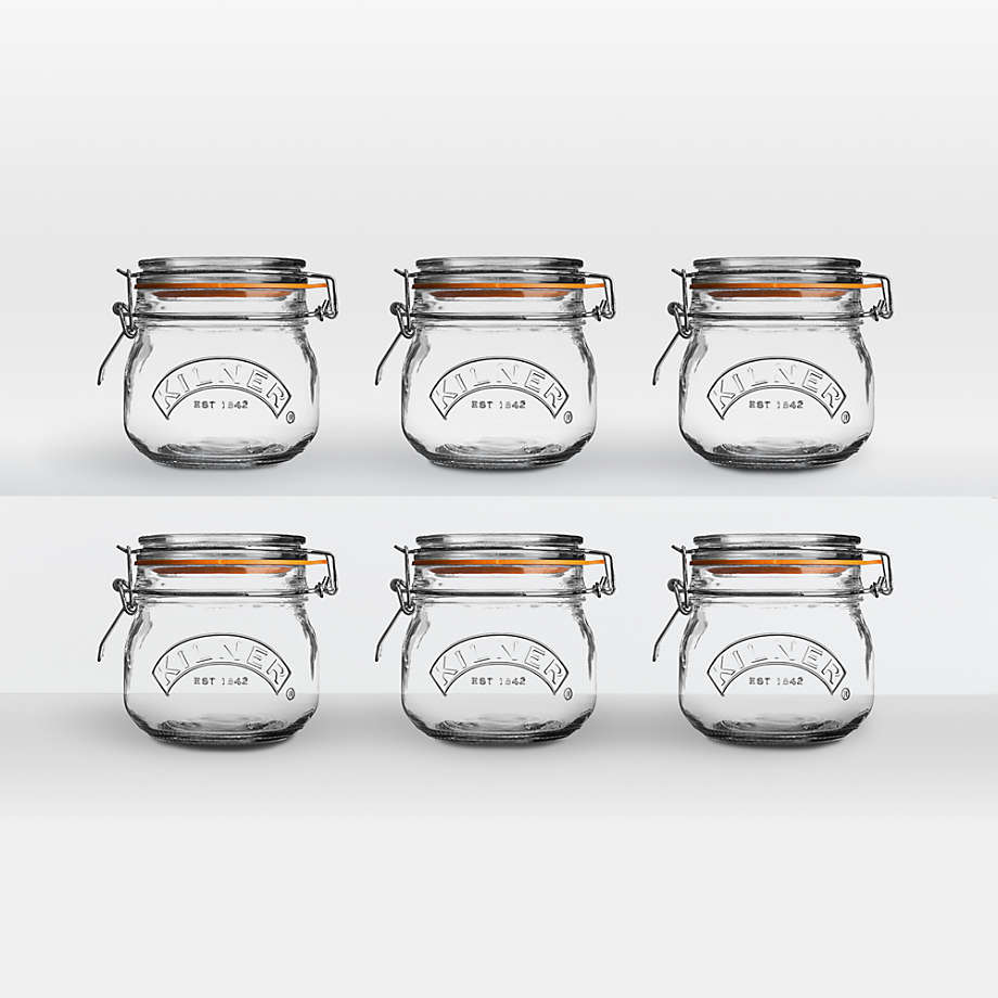Mini Oval Spice-Herb Jars with Clamp Set of 12 + Reviews | Crate & Barrel
