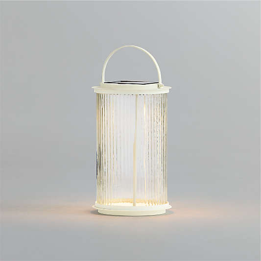 Kimball Small LED White Metal Solar Lantern 14.5"