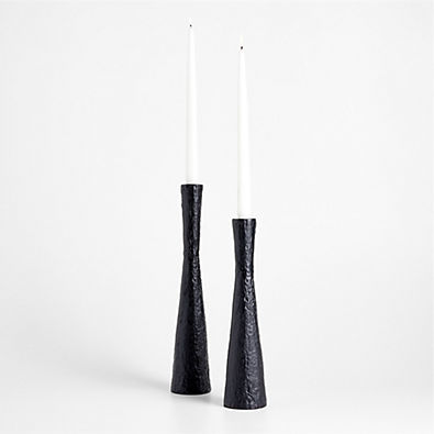 View Kin Black Metal Taper Holders, Set of 2 details