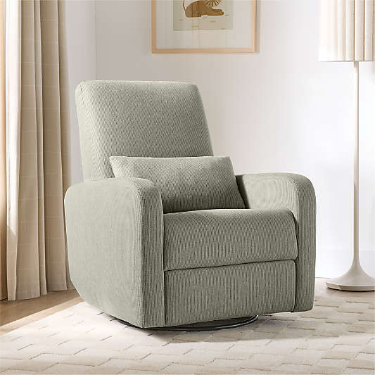 Kinney Field Green Stripe Swivel Glider Power Recliner Nursery Chair
