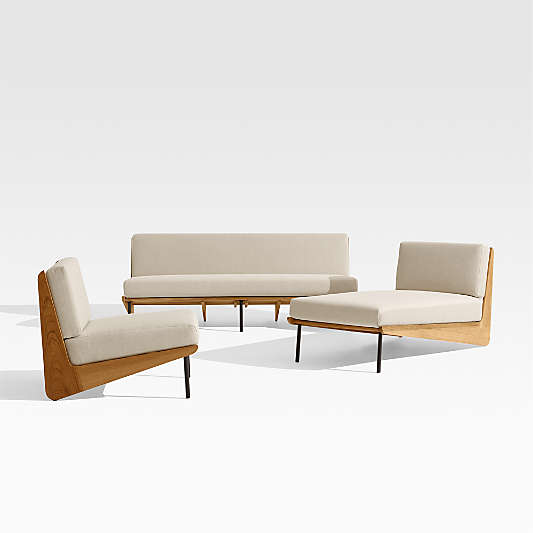 Kinney Teak Sofa with Chaise and Lounge Chair