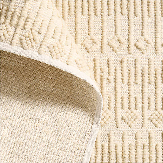 Kiro Texture Ivory Wool Blend Kids Area Rug 6'x9'