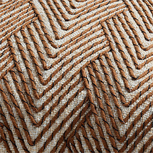 Kirra Embroidered 20"x20" Maple Brown Indoor/Outdoor Throw Pillow