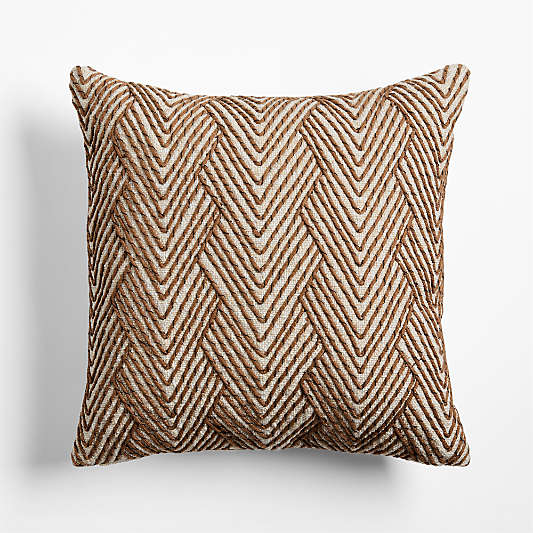 Kirra Embroidered 20"x20" Maple Brown Indoor/Outdoor Throw Pillow