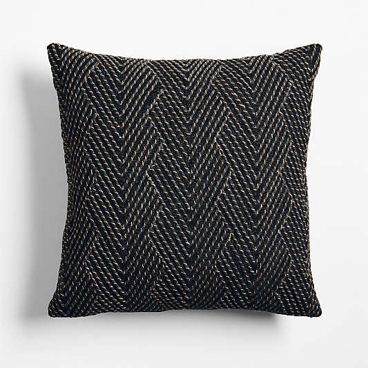 Kirra Embroidered 20"x20" Ink Black Indoor/Outdoor Throw Pillow