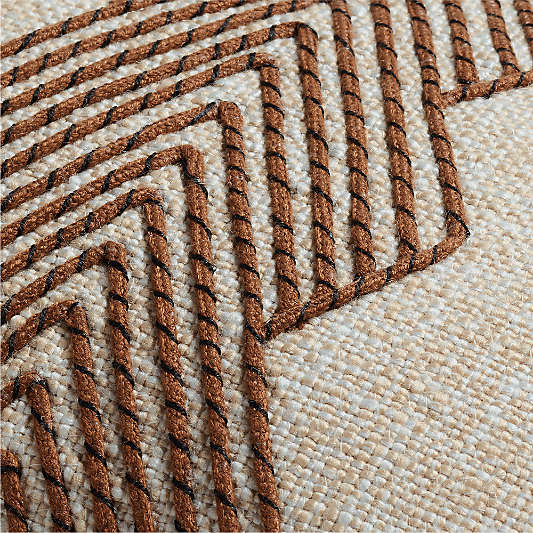 Kirra Embroidered 24"x16" Maple Brown Indoor/Outdoor Throw Pillow