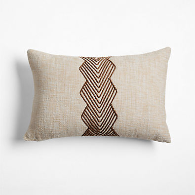 View Kirra Embroidered 24"x16" Maple Brown Indoor/Outdoor Throw Pillow details
