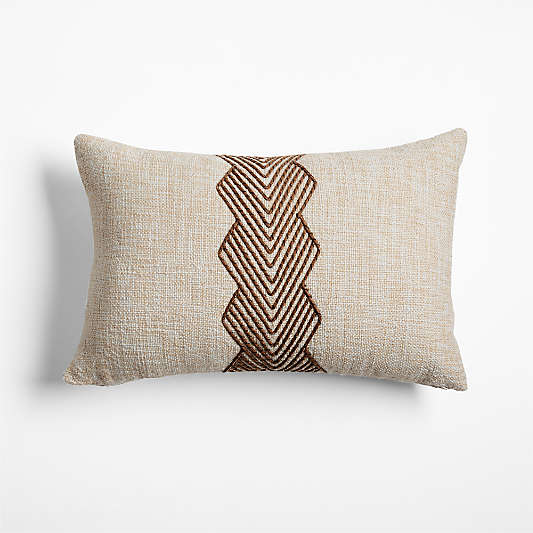 Kirra Embroidered 24"x16" Maple Brown Indoor/Outdoor Throw Pillow