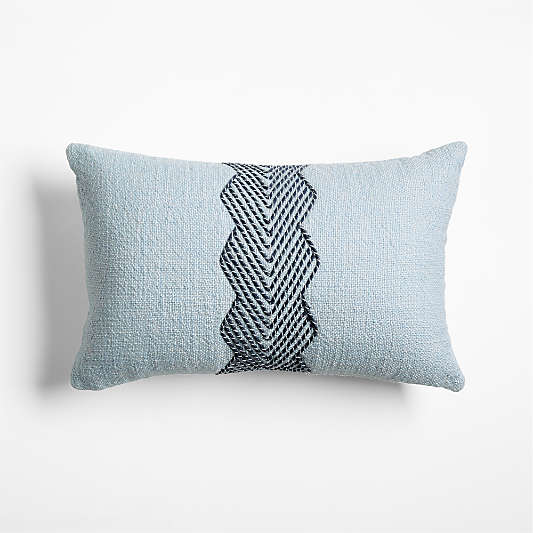 Kirra Embroidered 24"x16" Pale Blue Indoor/Outdoor Throw Pillow