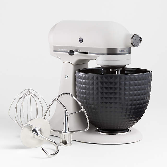 eiwit telex Egomania KitchenAid Artisan Series Limited-Edition Light & Shadow White 5-Quart  Tilt-Head Stand Mixer with Black Ceramic Bowl + Reviews | Crate & Barrel