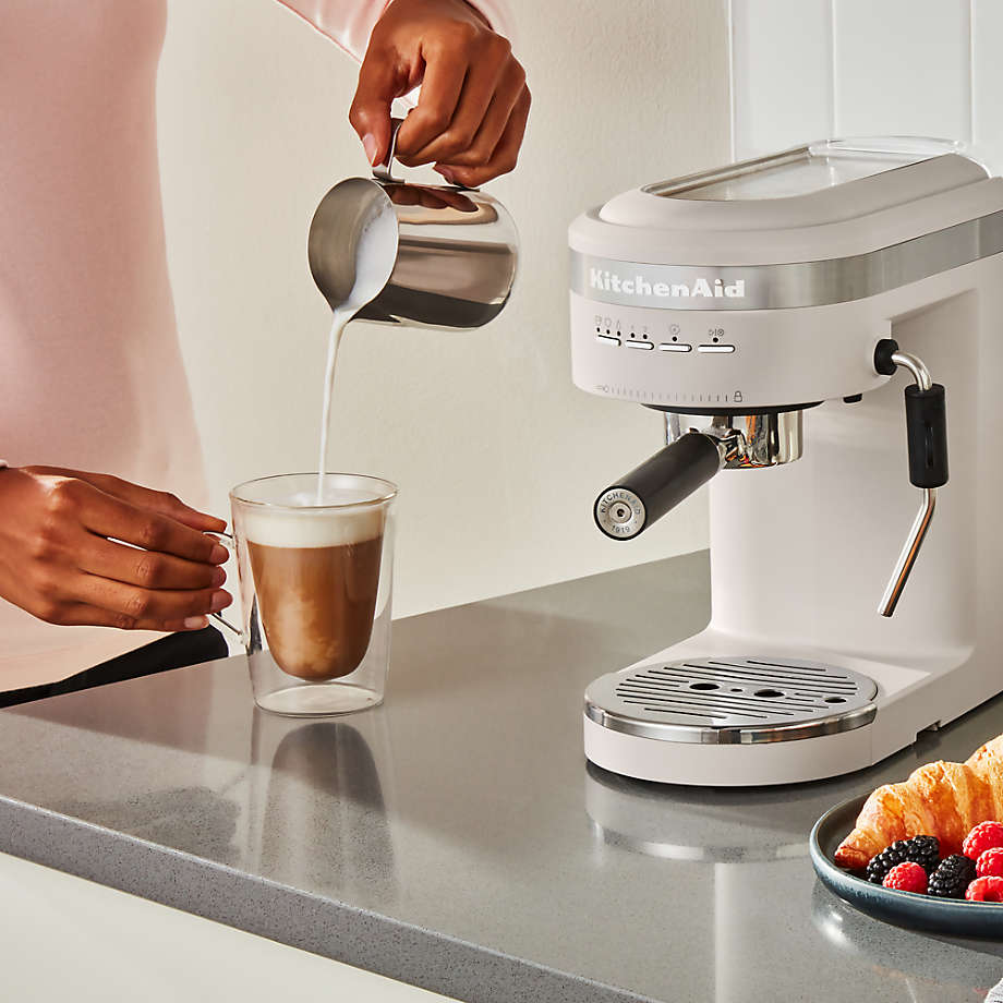 missil Tekstforfatter fremtid KitchenAid Matte Milkshake White Semi-Automatic Espresso Machine Maker +  Reviews | Crate & Barrel