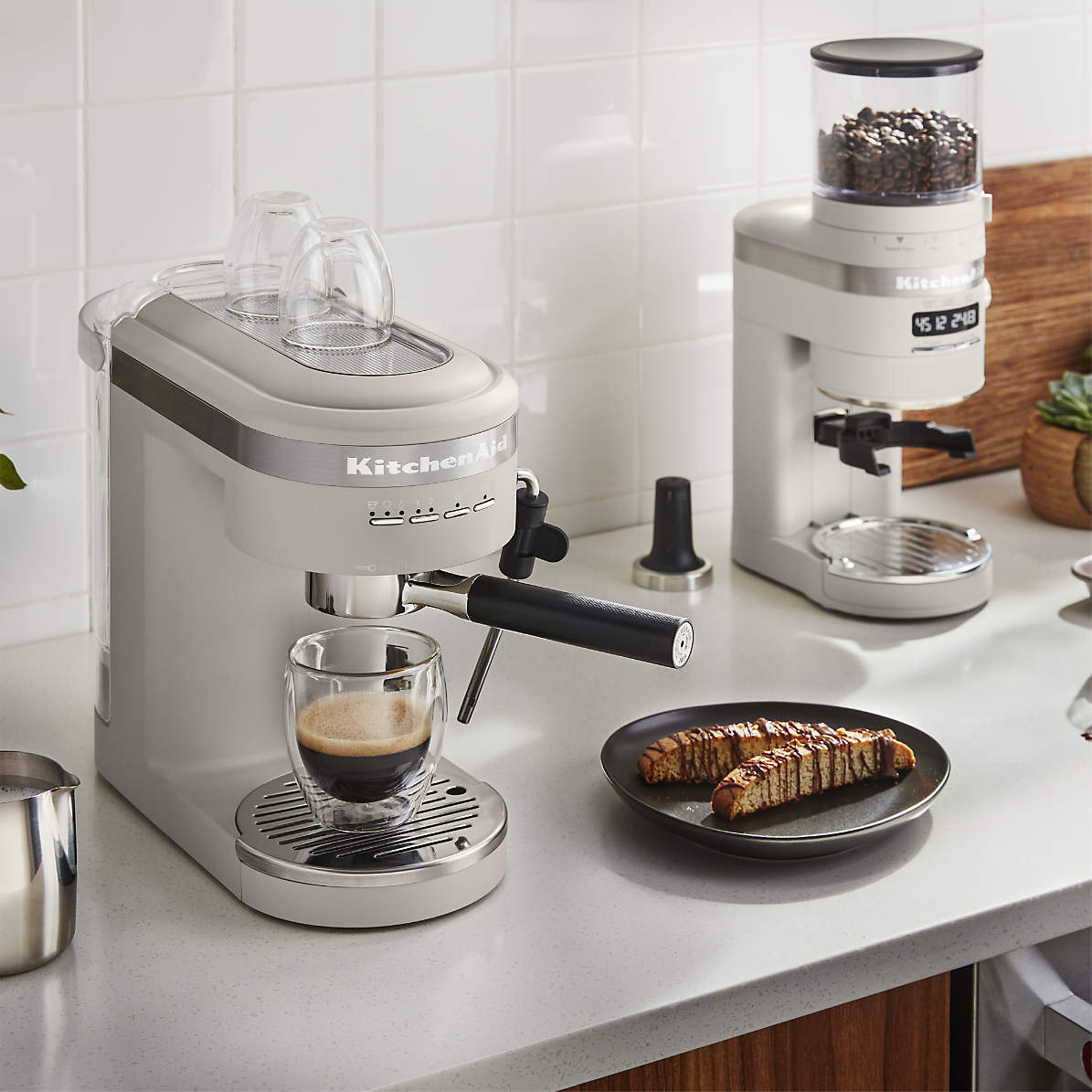 KitchenAid Matte Milkshake White Semi-Automatic Espresso Machine