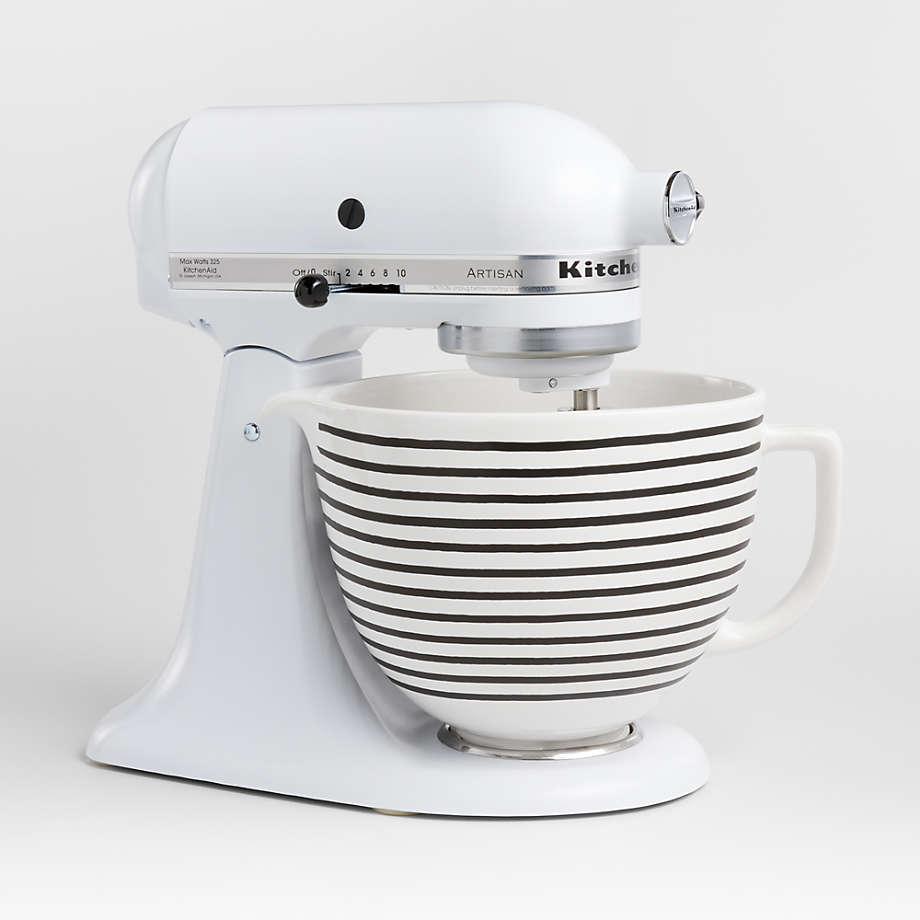 KitchenAid ® 5-Quart Black-and-White Striped Ceramic Bowl