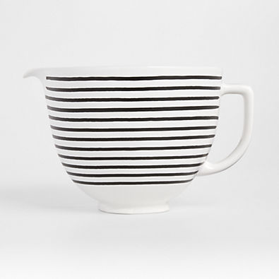 View KitchenAid ® Stand Mixer Black and White Striped 5-Quart Ceramic Mixing Bowl with Spout details