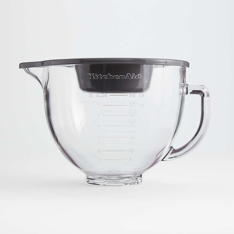 KitchenAid Stand Mixer 5-Qt. Glass Mixing Bowl with Measurement Markings and Lid + Reviews | Crate & Barrel