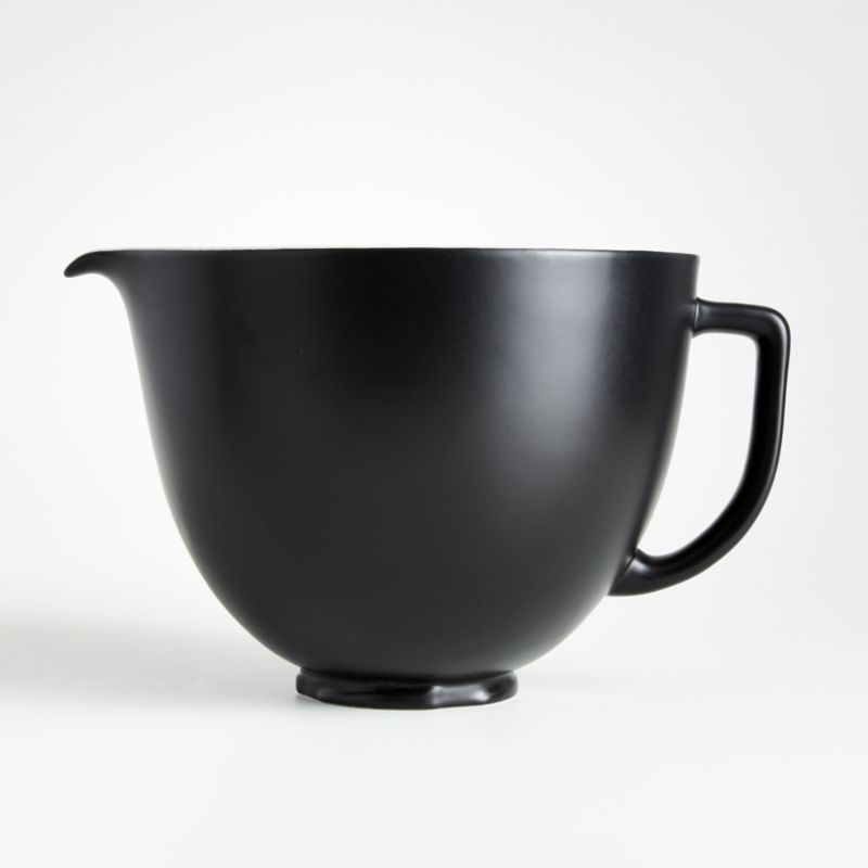 KitchenAid Stand Mixer Matte Black 5-Qt. Ceramic Mixing Bowl with Spout and Handle + Reviews | Crate & Barrel